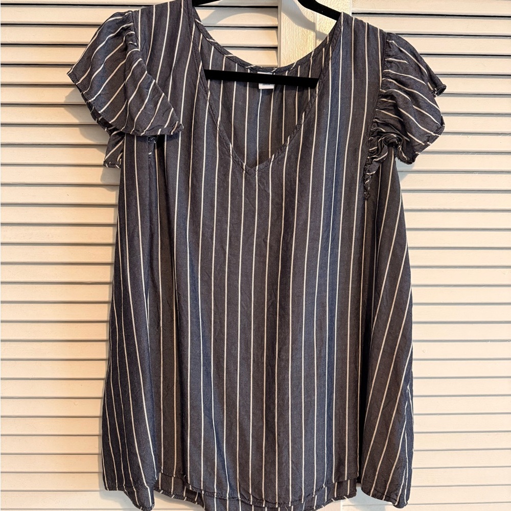Striped Blue and White Women's Top